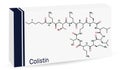 Colistin, polymyxin E molecule. It is cyclic polypeptide antibiotic. Paper packaging for drugs Royalty Free Stock Photo