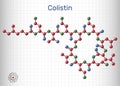 Colistin, polymyxin E molecule. It is cyclic polypeptide antibiotic. Sheet of paper in a cage Royalty Free Stock Photo