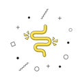Colitis icon vector. Yellow gut constipation icon with geometric shapes on white background. Stomach business concept