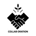 collab oration icon, black vector sign with editable strokes, concept illustration