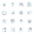 Collaborate cooperate linear icons set. Synergy, Partnership, Unity, Teamwork, Alliance, Harmony, Engagement line vector Royalty Free Stock Photo
