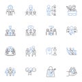 Collaborate cooperation line icons collection. Partnership, Teamwork, Synergy, Unity, Connection, Collaboration