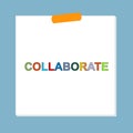 collaborate post it on blue Royalty Free Stock Photo