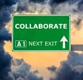 COLLABORATEroad sign against clear blue sky Royalty Free Stock Photo