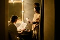 Collaborating on Theater Script in Dressing Room Royalty Free Stock Photo