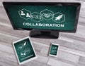 Collaboration concept on different devices Royalty Free Stock Photo