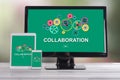 Collaboration concept on different devices Royalty Free Stock Photo