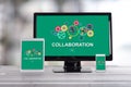 Collaboration concept on different devices Royalty Free Stock Photo
