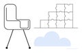 Modern Office Chair, Puzzle Elements, and Cloud Concept for Innovation and Collaboration Royalty Free Stock Photo