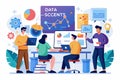 Collaboration among data scientists, software engineers, and statisticians in a modern office environment focused on data analysis Royalty Free Stock Photo