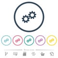 Collaboration flat color icons in round outlines