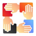 Collaboration flat icon. Hands community color icons in trendy flat style. Teamwork gradient style design, designed for