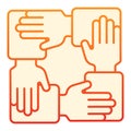 Collaboration flat icon. Hands community orange icons in trendy flat style. Teamwork gradient style design, designed for