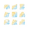 Collaboration gradient linear vector icons set