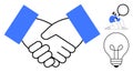 Collaboration and Innovation Concept with Handshake, Idea, and Teamwork Royalty Free Stock Photo