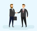 Collaboration, Negotiations, Business, Partnership Concept. Business Partners In Suits Shake Hands After Successful Deal Royalty Free Stock Photo