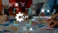 Collaboration on Open Banking Development with API Integration and Data Visualization Tools for Financial Innovation and Royalty Free Stock Photo