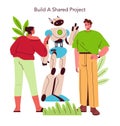 Collaboration on Robot Building Vector Royalty Free Stock Photo