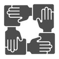 Collaboration solid icon. Hands community vector illustration isolated on white. Teamwork glyph style design, designed