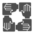Collaboration solid icon. Hands community vector illustration isolated on white. Teamwork glyph style design, designed