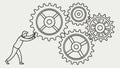 Collaboration and Teamwork, People Moving Gears, vector design Generative AI Royalty Free Stock Photo