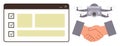 Collaboration Through Technology quadcopter, Handshake, and Task Checklist for Efficient Partnerships Royalty Free Stock Photo