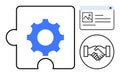 Collaboration and Workflow Management Concept Gear, Handshake, and UI Design Elements Royalty Free Stock Photo