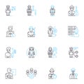 Collaborations linear icons set. Coalition, Partnership, Alliance, Teamwork, Synergy, Cooperation, Association line