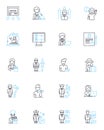 Collaborations linear icons set. Coalition, Partnership, Alliance, Teamwork, Synergy, Cooperation, Association line
