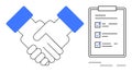 Collaborative Agreement Depicted by Handshake and Checklist for Partnership and Task Management Royalty Free Stock Photo