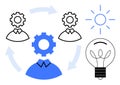 Collaborative Brainstorming and Innovation Process Represented with Gears and Lightbulb Royalty Free Stock Photo