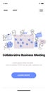 Collaborative business meeting concept with people discussing project board charts hand drawn style mobile application