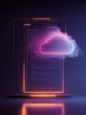 Collaborative Cloud Document Shown With Glowing Elements and a Blank Area for Real-Time Editing in a Modern Digital Royalty Free Stock Photo
