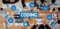Collaborative Coding Session: An Engaging Overview of Software Development Processes with Team Members Analyzing Data Royalty Free Stock Photo