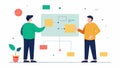 Collaborative Coding Two developers working together in front of a whiteboard filled with diagrams and flowcharts