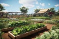 Collaborative community gardens tended to by Royalty Free Stock Photo