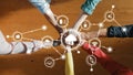 Collaborative Computing Environment with Hands Joining in Cloud Technology Concept Illustrating Digital Connectivity and Royalty Free Stock Photo