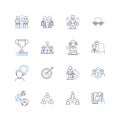 Collaborative duo line icons collection. Partnership, Synergy, Alliance, Synchronization, Collaboration, Cooperation