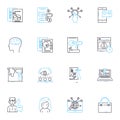Collaborative Effort linear icons set. Cooperation, Partnership, Unity, Harmony, Synergy, Cohesion, Joint line vector