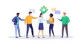 Collaborative Group with Communication Bubbles, Team Meeting, vector design Generative AI Royalty Free Stock Photo