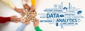 Collaborative Hands Creating Data Analytics Concept with Gears Representing Technology, Machine Learning, and Cloud Royalty Free Stock Photo