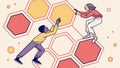 Collaborative Hexagonal Network Building, vector design Generative AI Royalty Free Stock Photo