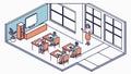 Collaborative Isometric Office with Two Workers at Desks, vector design Generative AI Royalty Free Stock Photo