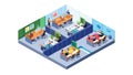 Collaborative Isometric Open-Plan Office, vector design Generative AI Royalty Free Stock Photo