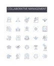 Collaborative management line icons collection. Cooperative leadership, Joint administration, Unified governance, Shared