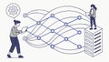 Collaborative Network Management and Connectivity, vector design Generative AI Royalty Free Stock Photo