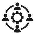 Collaborative people with gear icon. Flat design, vector illustration