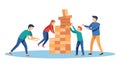 Collaborative Problem Solving, Jenga Tower Analogy, vector design Generative AI Royalty Free Stock Photo