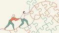 Collaborative Problem Solving: Puzzle Climb, vector design Generative AI Royalty Free Stock Photo