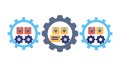 Collaborative Process Gears Icon Vector, Teamwork Workflow Automation, vector design Generative AI Royalty Free Stock Photo